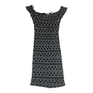 Hugo Buscati size small knit heart Black white vintage mini dress off shoulder y